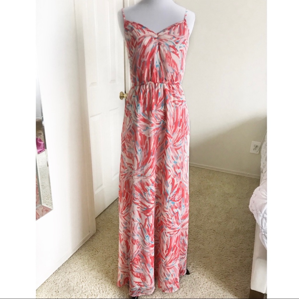 Saks Fifth Avenue 5|48 Maxi Dress Xs Pink Spaghetti Strap Sweetheart Neckline